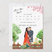 インディアンカレンダー日付テンプレートの保存 招待状 (正面)