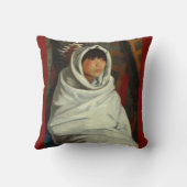 インディアンガールインアホワイトブランケットRobert Henri クッション (裏面)