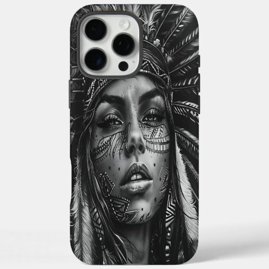 インディアンガールウォリアー顔絵を描 Case-Mate iPhoneケース (裏面)