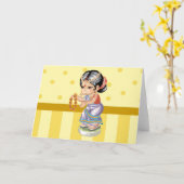 インディアンガールグリーティングカード カード (黄色い花)