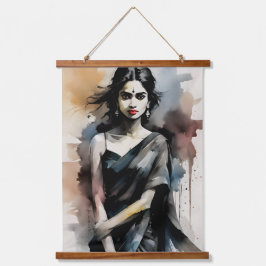 インディアンガールin sari 吊り下げ型タペストリー