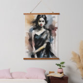 インディアンガールin sari 吊り下げ型タペストリー (寝室)