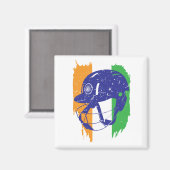 インディアンクリケットチームヘルメットTシャツファンジャージー マグネット (正面/裏面)