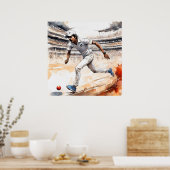 インディアンクリケットプリント ポスター (キッチン)