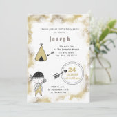 インディアングラフィックスウォーターカラーボーイズ誕生日招待状 セーブザデート (スタンド正面)