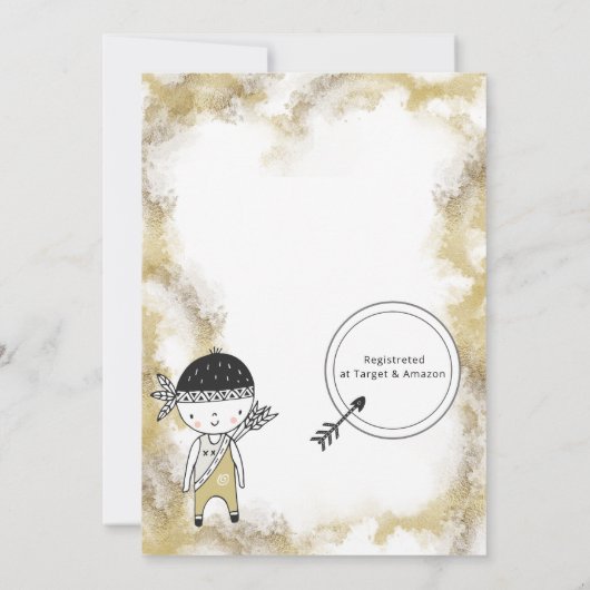 インディアングラフィックスウォーターカラーボーイズ誕生日招待状 セーブザデート (裏面)