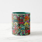 インディアンケトルグリーンツートーンコーヒーマグ ツートーンマグカップ (中央)