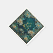 インディアンゲネシュグリーン金ゴールド伝統的ロータス結婚 スタンダードカクテルナプキン (角)
