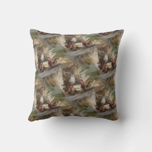 インディアンコーンのウィッカーバスケット自然パターン クッション (裏面)