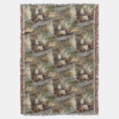 インディアンコーンのウィッカーバスケット自然パターン スローブランケット (正面縦)