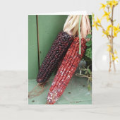 インディアンコーンのオータムまたはサンクスギビングのグリーティングカード カード (黄色い花)