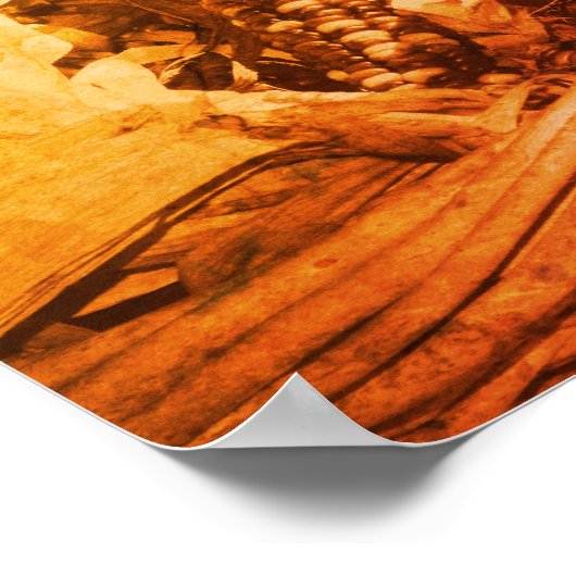 インディアンコーンのセピアヴィンテージのウィッカーバスケット ポスター (角)