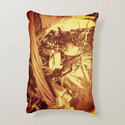 インディアンコーンインバスケットヴィンテージルック秋 アクセントクッション (裏面(縦))