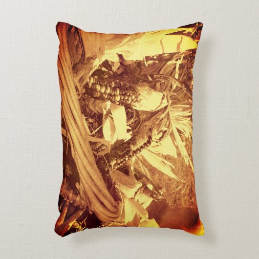 インディアンコーンインバスケットヴィンテージルック秋 アクセントクッション (正面(垂直))