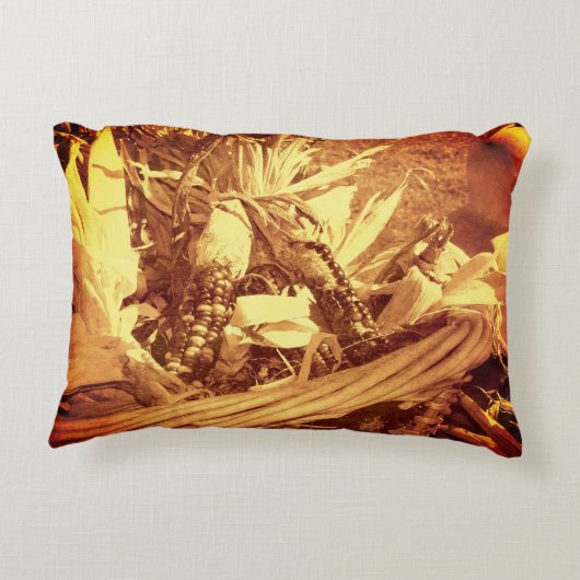 インディアンコーンインバスケットヴィンテージルック秋 アクセントクッション (裏面)