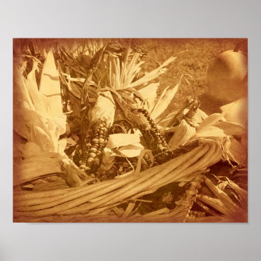 インディアンコーンインバスケットヴィンテージルック秋 ポスター (正面)