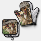 インディアンコーンウィッカーバスケットカントリー 鍋つかみ&鍋敷きセット (正面/裏面)