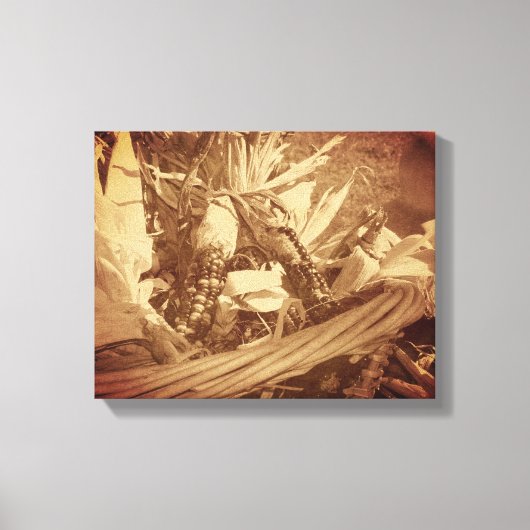 インディアンコーン入りヴィンテージ秋 キャンバスプリント (正面)