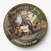 インディアンコーン秋秋パーソナライズされたパーティー ペーパープレート (正面)