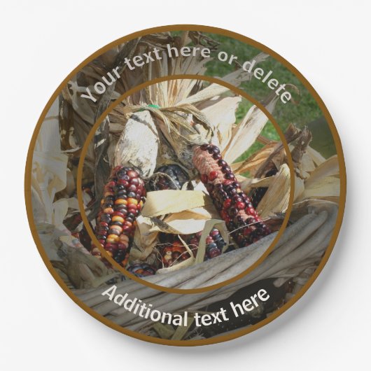 インディアンコーン秋秋パーソナライズされたパーティー ペーパープレート (正面)