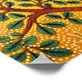 インディアンゴンドアートピーコックイエロー |インドの芸術 ポスター (角)