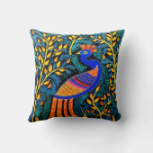 インディアンゴンドアートピーコックブラック |インドの芸術 クッション (裏面)