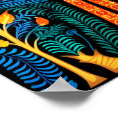 インディアンゴンドアートピーコックブラック |インドの芸術 ポスター (角)