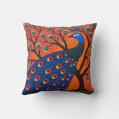 インディアンゴンドアートピーコック |インドの芸術 クッション (裏面)