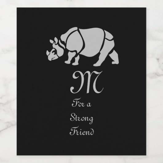 インディアンサイ素晴らしノセロスザユニコーンRhinoモノグラム ワインラベル (シングルラベル)