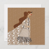 インディアンサマールックファッションイラストレーション 招待状 (正面/裏面)