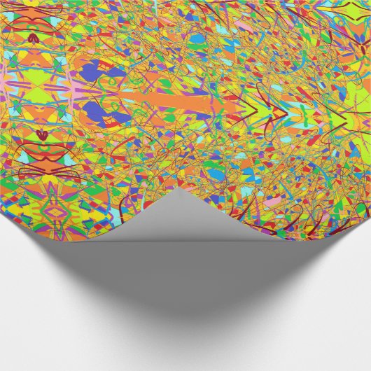 インディアンサリまたは抽象芸術アート多くの色で黄金 ラッピングペーパー (角)