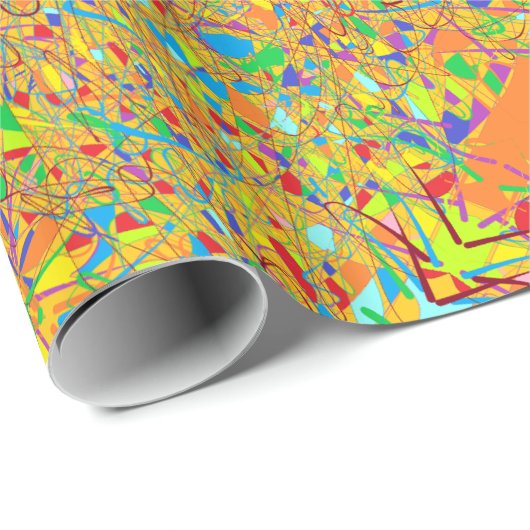 インディアンサリまたは抽象芸術アート多くの色で黄金 ラッピングペーパー (ロールコーナー)