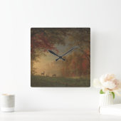 インディアンサンセットディアバイアレイク スクエア壁時計 (ホーム)