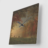 インディアンサンセットディアバイアレイク スクエア壁時計 (傾斜)