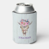 インディアンシンボルブルスカルと花 缶クーラー (缶裏面)