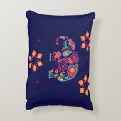 インディアンジワリ象カラフルデザイン アクセントクッション (裏面(縦))