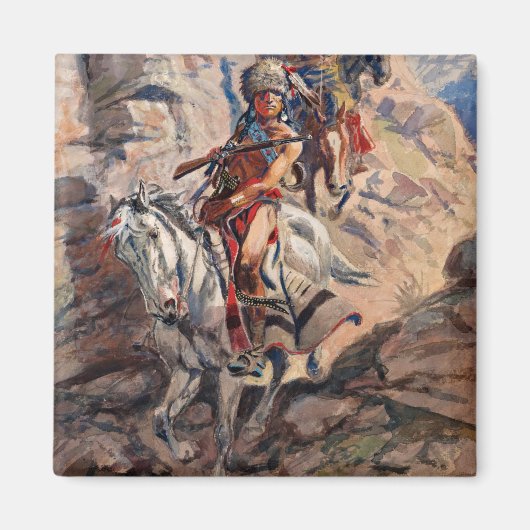 インディアンスカウティングパーティー, 1900 by Charles Marion Russ マグネット (正面)