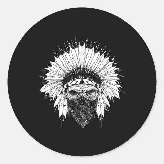 インディアンスカルラグ、先住民アメリカンタトゥーザニーBr ラウンドシール (正面)