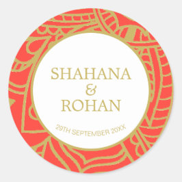 インディアンスタイルオレンジモダン金ゴールド結婚ズ ラウンドシール