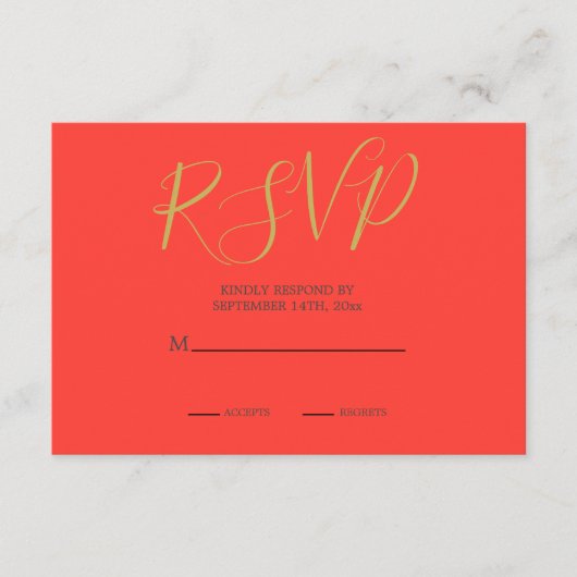 インディアンスタイルオレンジ色の金ゴールドモダンカラー結婚ズ エンクロージャーカード (正面)