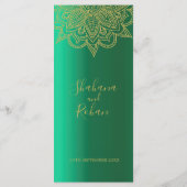 インディアンスタイルグリーン金ゴールドカラーシック結婚ズメニュー メニュー (裏面)