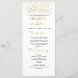 インディアンスタイルグリーン金ゴールドカラー結婚式 プログラム