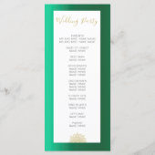 インディアンスタイルグリーン金ゴールドカラー結婚式 プログラム (裏面)