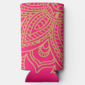 インディアンスタイルピンクオレンジモダン金ゴールド結婚ズ スリム缶クーラー (裏面)
