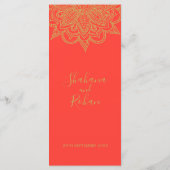 インディアンスタイルピンクオレンジ金ゴールドカラーシック結婚ズ メニュー (裏面)