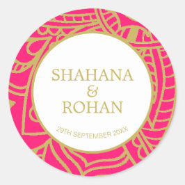 インディアンスタイルピンクモダン金ゴールド結婚ズ級 ラウンドシール