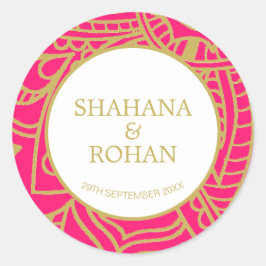 インディアンスタイルピンクモダン金ゴールド結婚ズ級 ラウンドシール