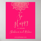 インディアンスタイルピンク金ゴールドカラーシック結婚ズウェルカム ポスター (正面)