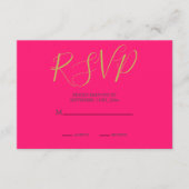 インディアンスタイルピンク金ゴールドカラーモダンウェディングRSVP エンクロージャーカード (正面)