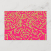 インディアンスタイルピンク金ゴールドカラーモダンウェディングRSVP エンクロージャーカード (裏面)